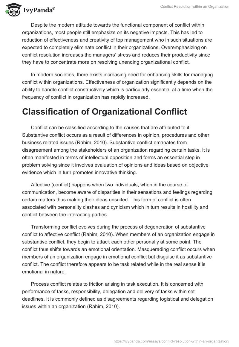 Conflict Resolution Within an Organization. Page 5