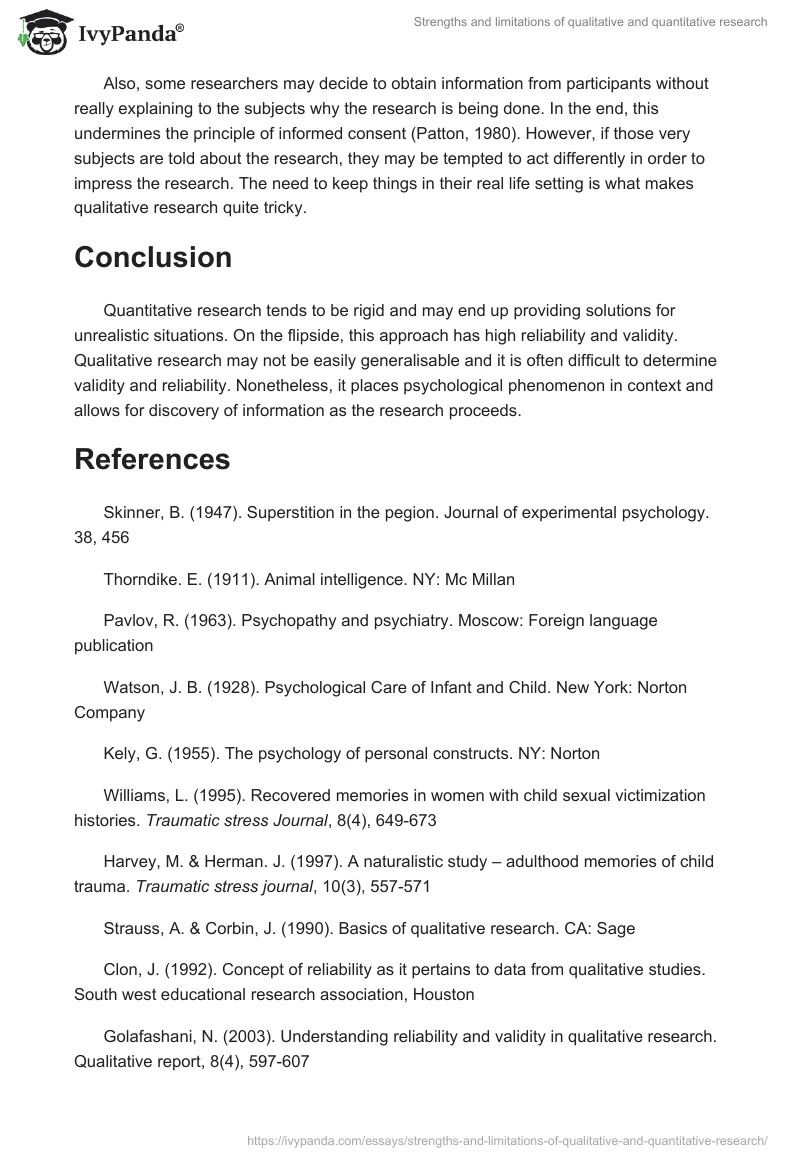 Strengths and limitations of qualitative and quantitative research. Page 5