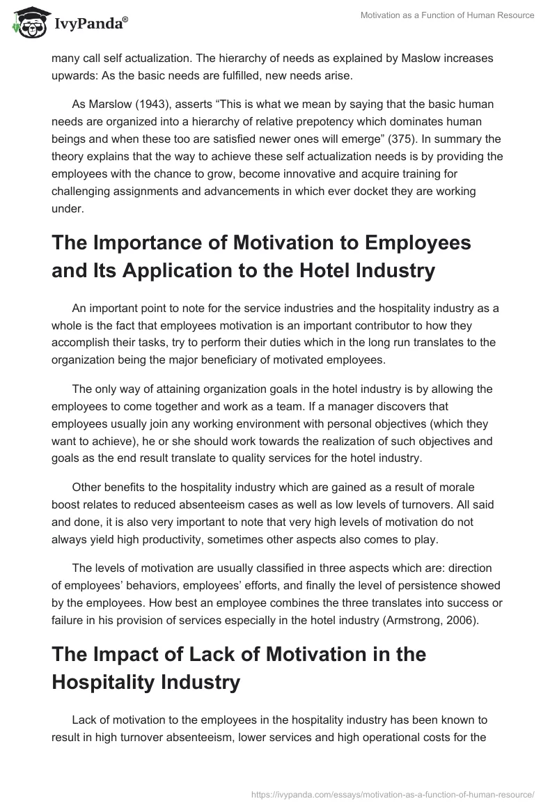 Motivation as a Function of Human Resource. Page 4