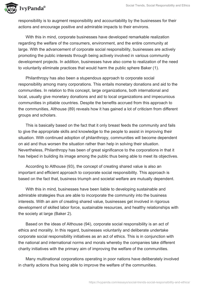Social Trends, Social Responsibility and Ethics. Page 5
