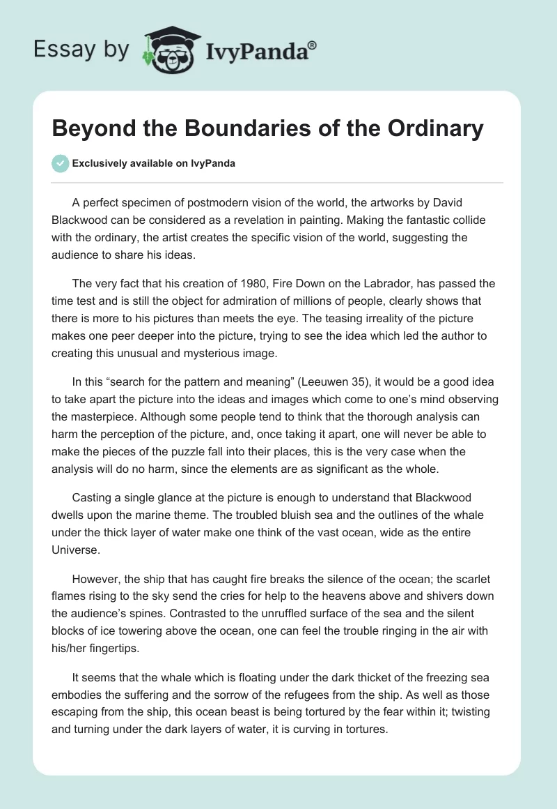 Beyond the Boundaries of the Ordinary. Page 1