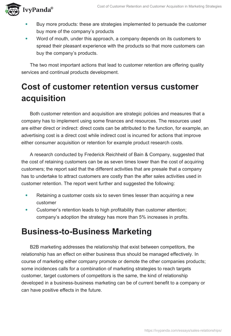 Cost of Customer Retention and Customer Acquisition in Marketing Strategies. Page 3