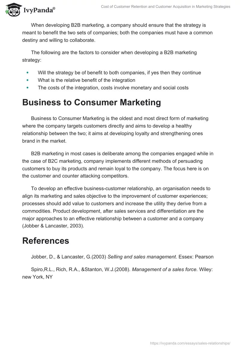 Cost of Customer Retention and Customer Acquisition in Marketing Strategies. Page 4