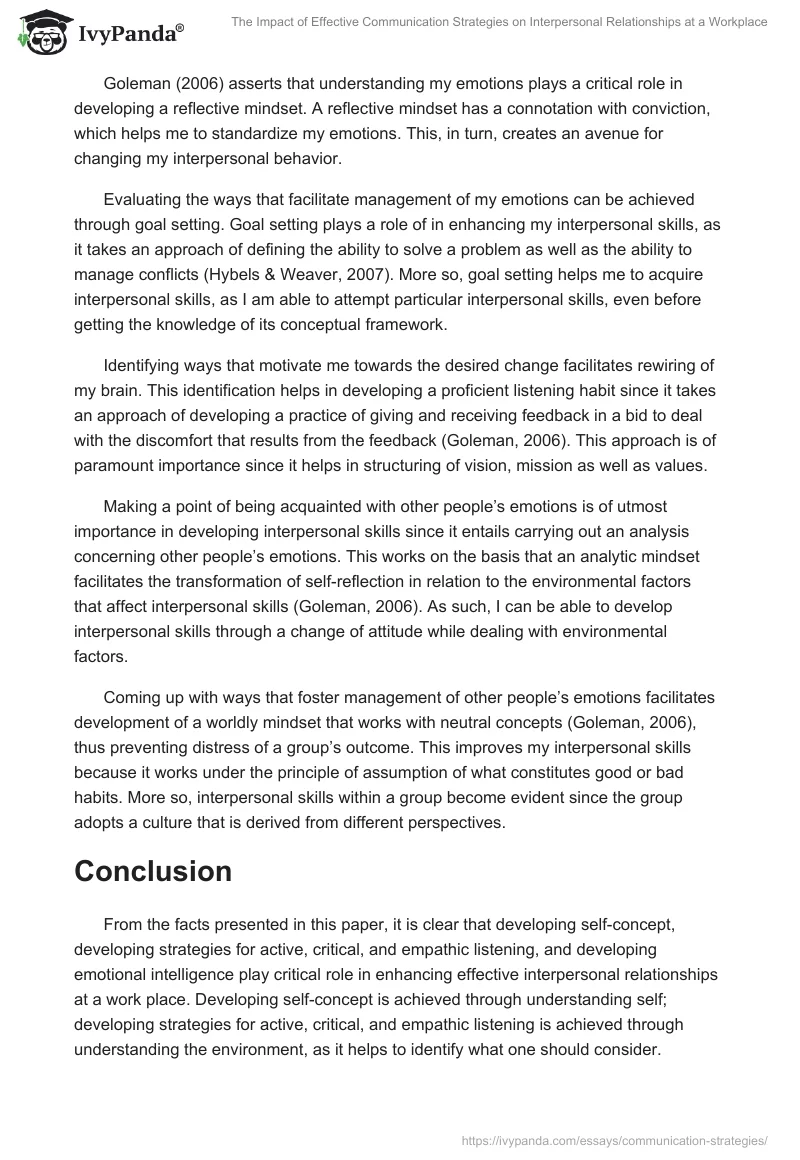 The Impact of Effective Communication Strategies on Interpersonal Relationships at a Workplace. Page 5