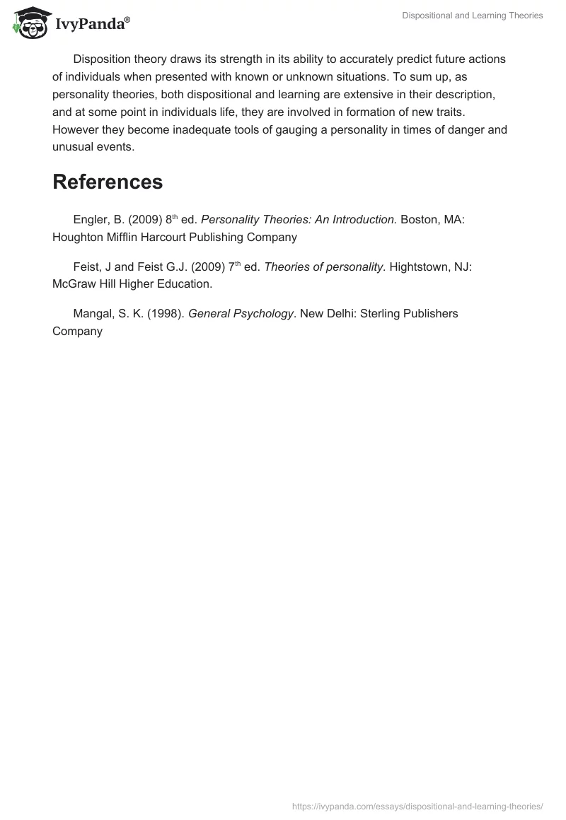 Dispositional and Learning Theories. Page 4