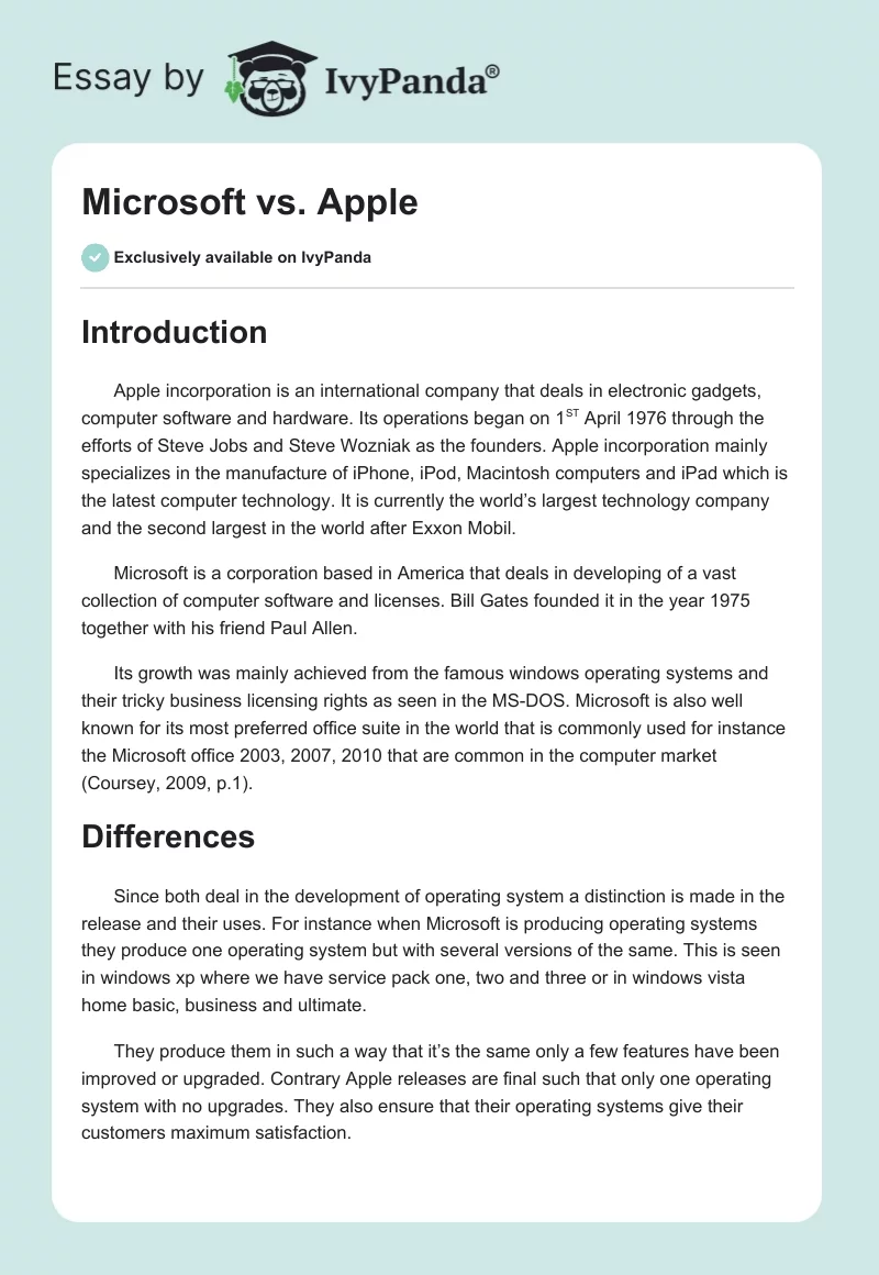 Microsoft vs. Apple. Page 1