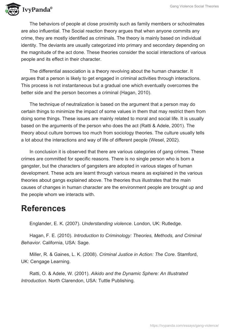 Gang Violence Social Theories. Page 2