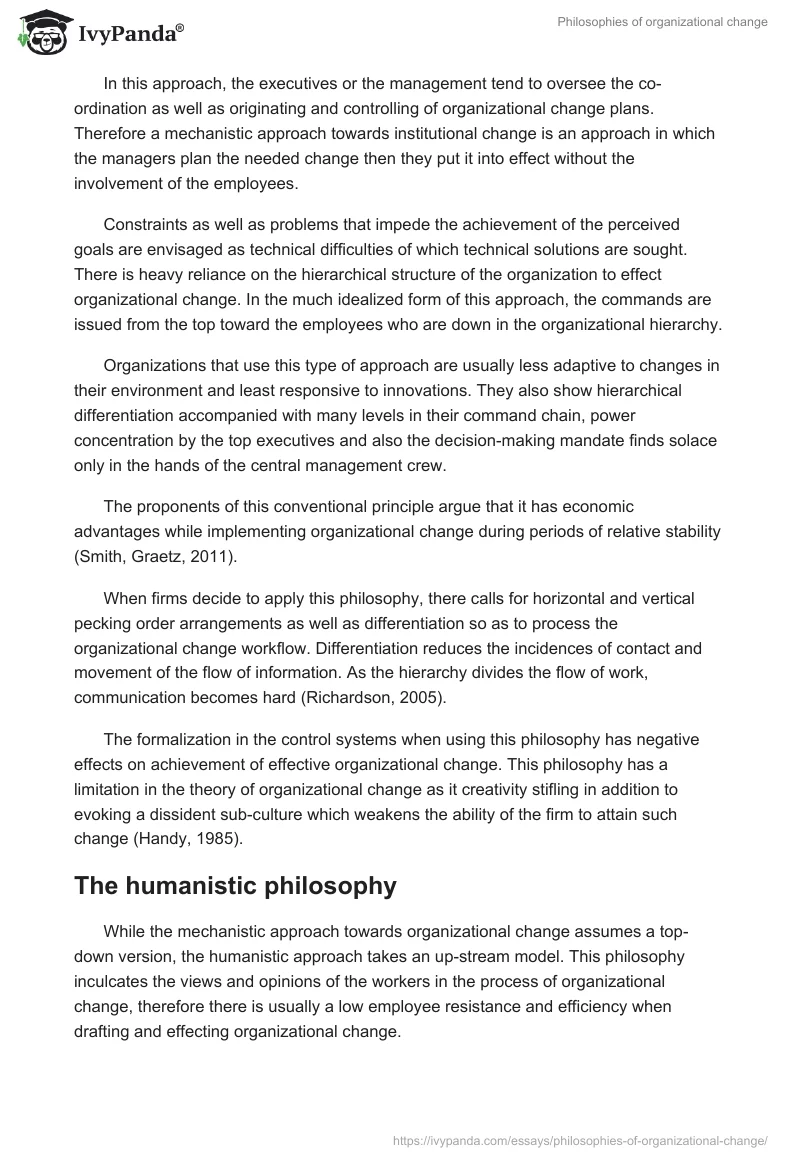 Philosophies of Organizational Change. Page 2