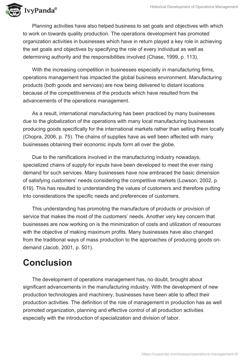 Historical Development of Operations Management. Page 5