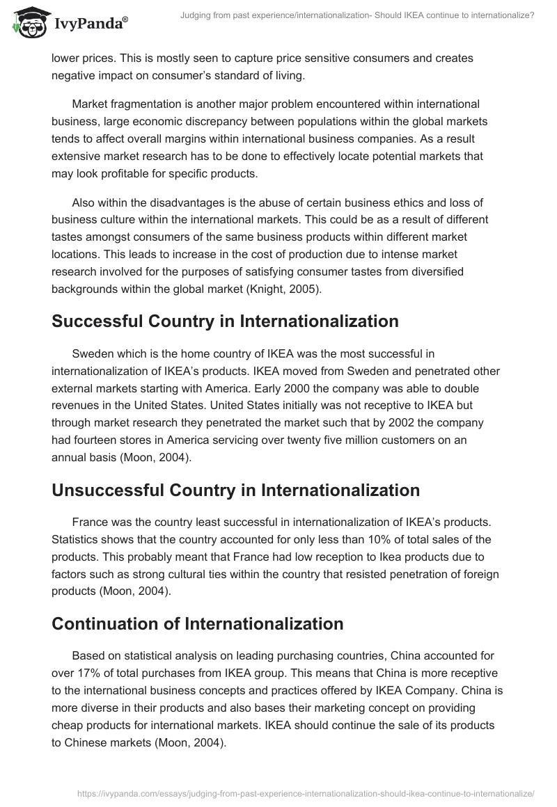 Judging from past experience/internationalization- Should IKEA continue to internationalize?. Page 2