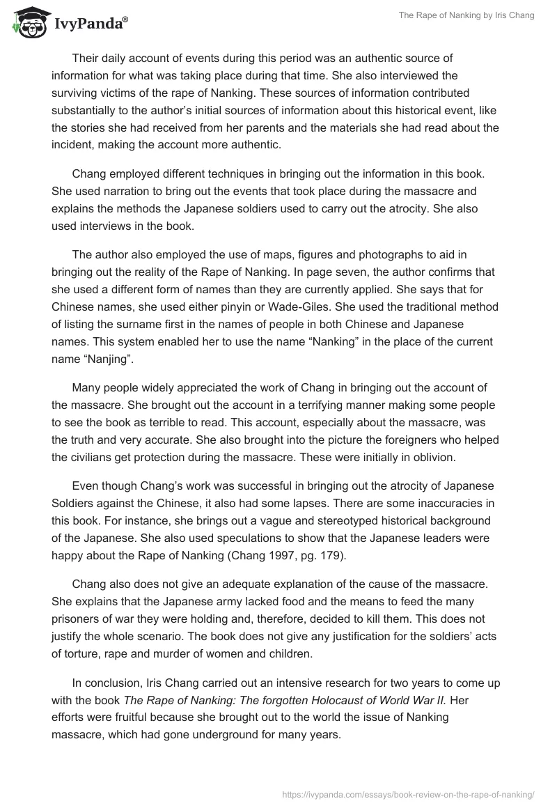 "The Rape of Nanking" by Iris Chang. Page 3