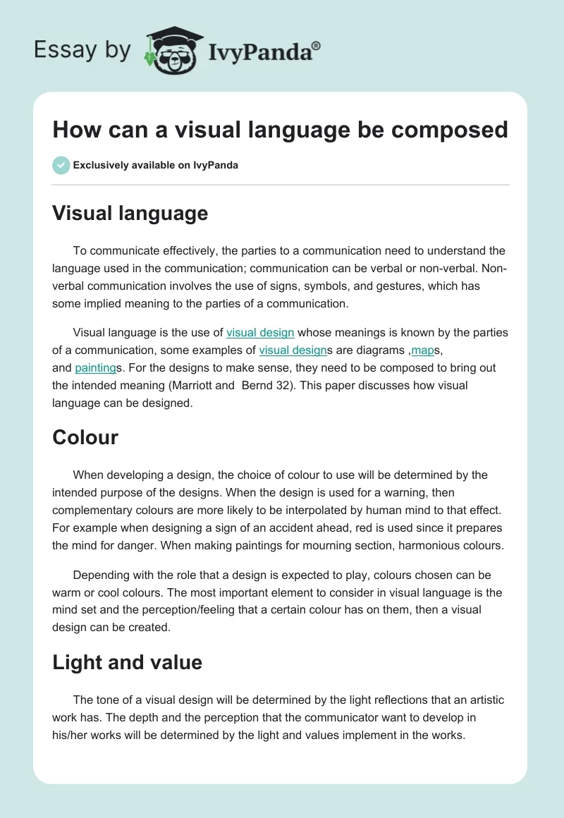 How can a visual language be composed. Page 1