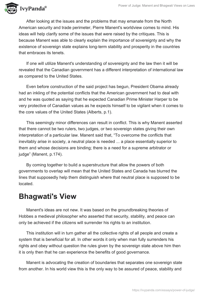 Power of Judge: Manent and Bhagwati Views on Laws. Page 3
