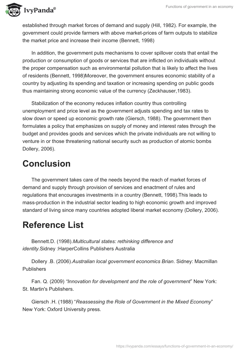 Functions of government in an economy. Page 2