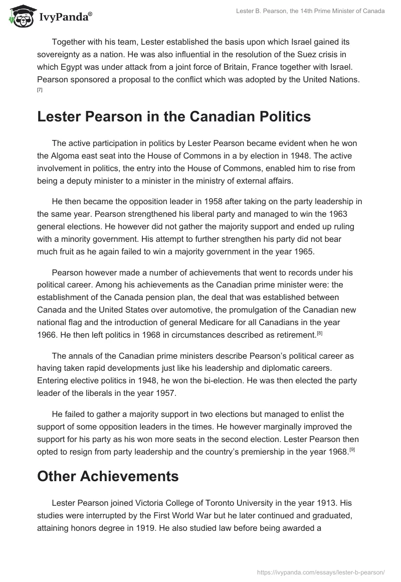 Lester B. Pearson, the 14th Prime Minister of Canada. Page 3