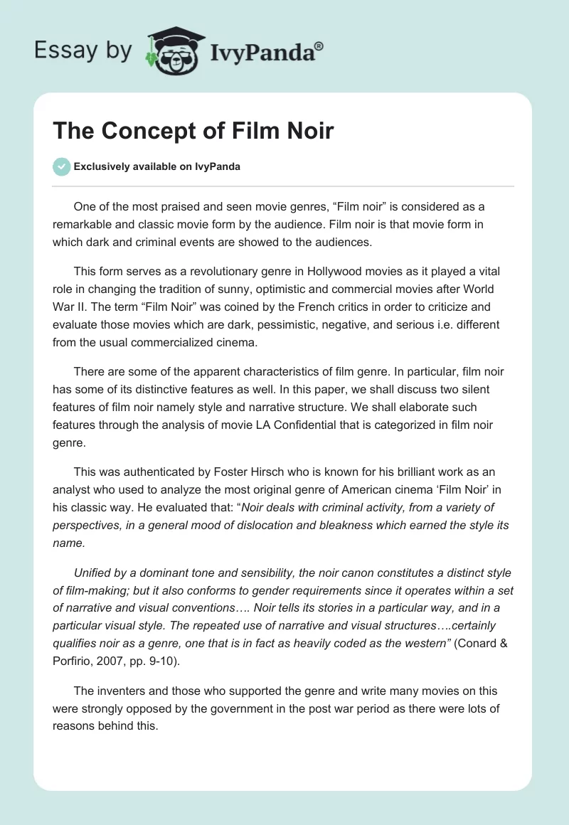 The Concept of Film Noir. Page 1