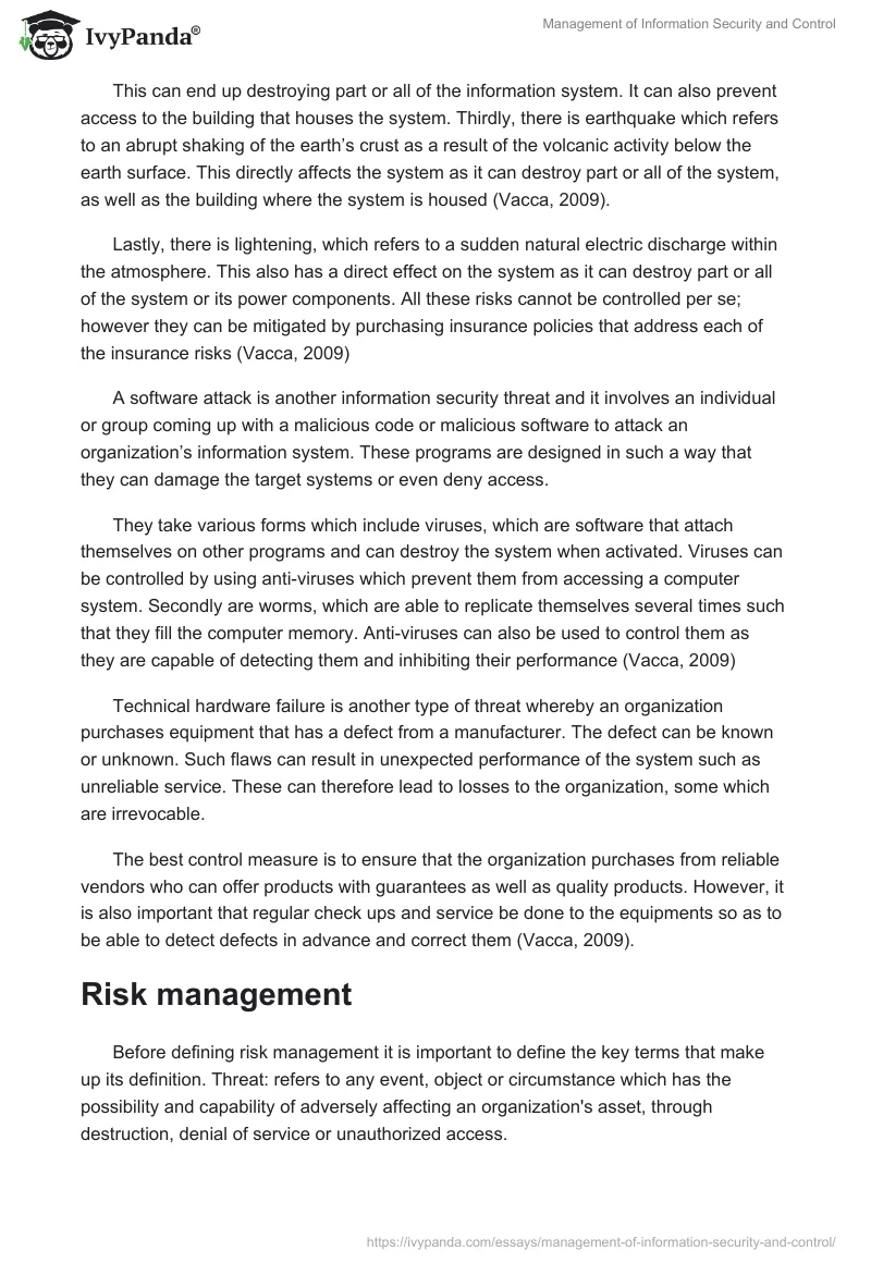 Management of Information Security and Control. Page 4