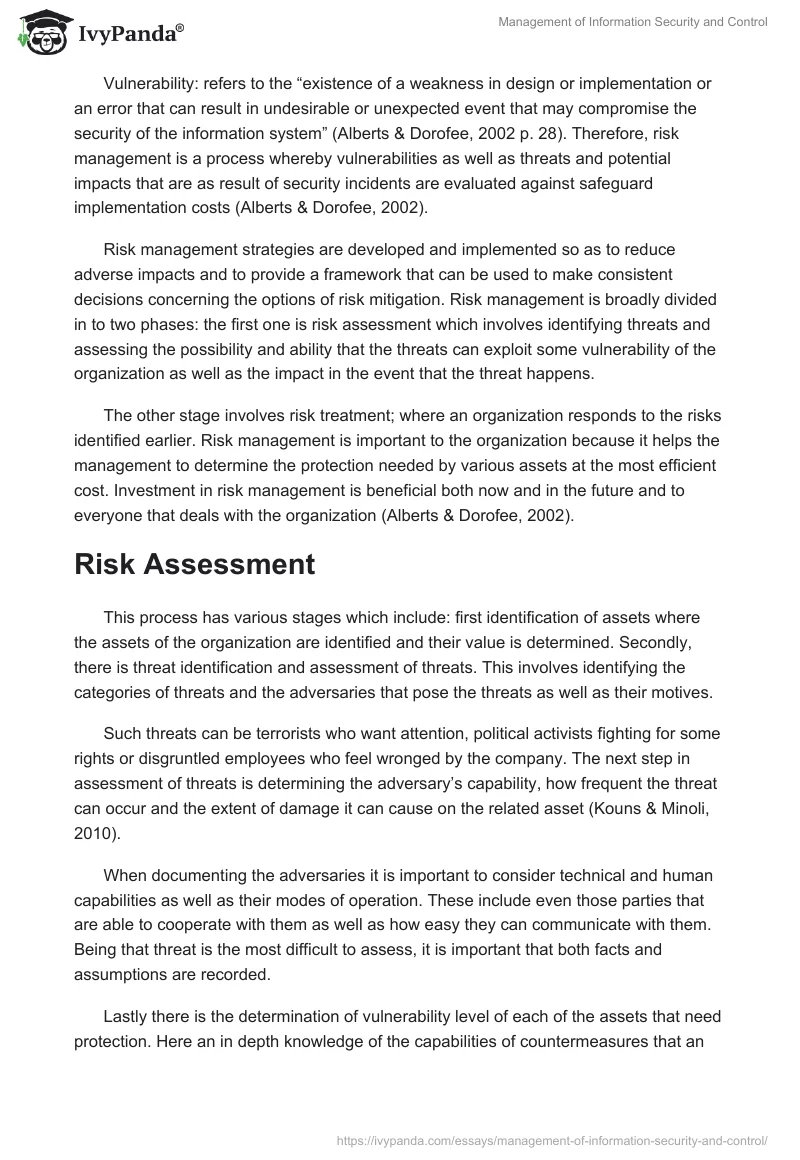 Management of Information Security and Control. Page 5
