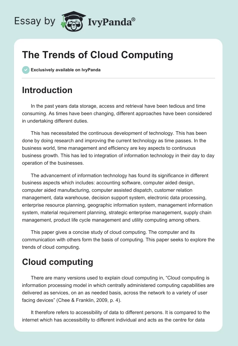 The Trends of Cloud Computing. Page 1