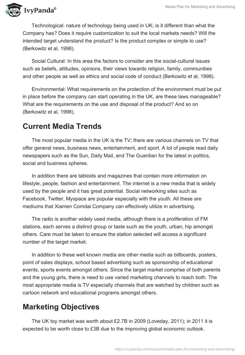 Media Plan for Marketing and Advertising. Page 5