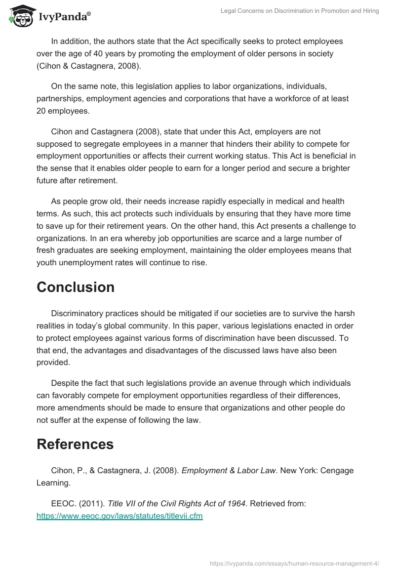 Legal Concerns on Discrimination in Promotion and Hiring. Page 3