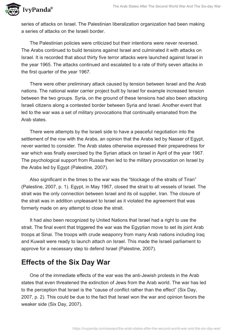 The Arab States After the Second World War and the Six-Day War. Page 3