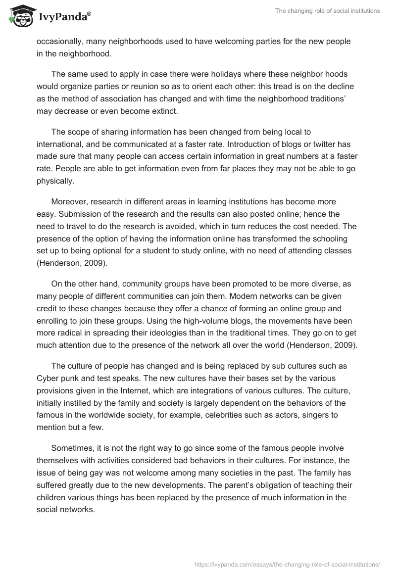 The changing role of social institutions. Page 3