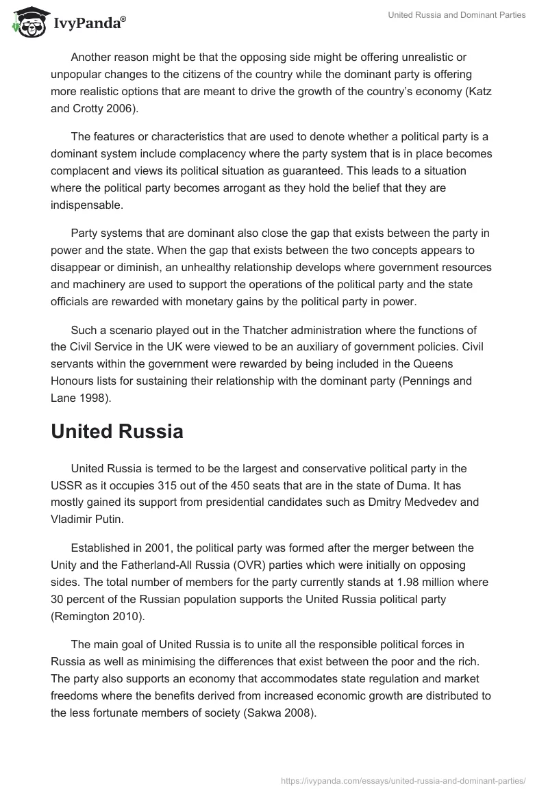 United Russia and Dominant Parties. Page 3