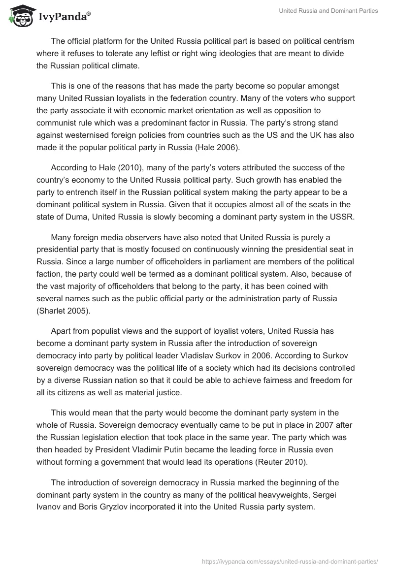 United Russia and Dominant Parties. Page 4