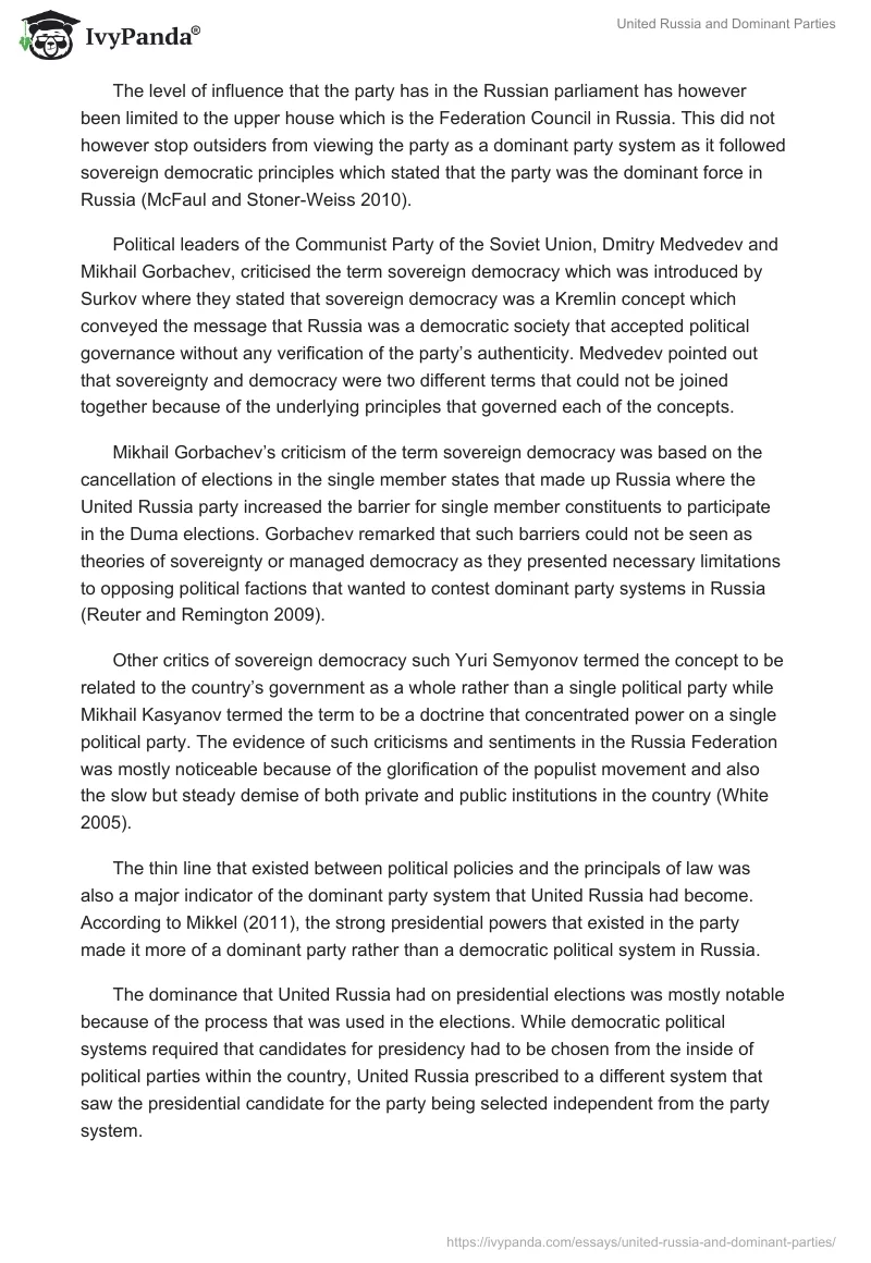 United Russia and Dominant Parties. Page 5