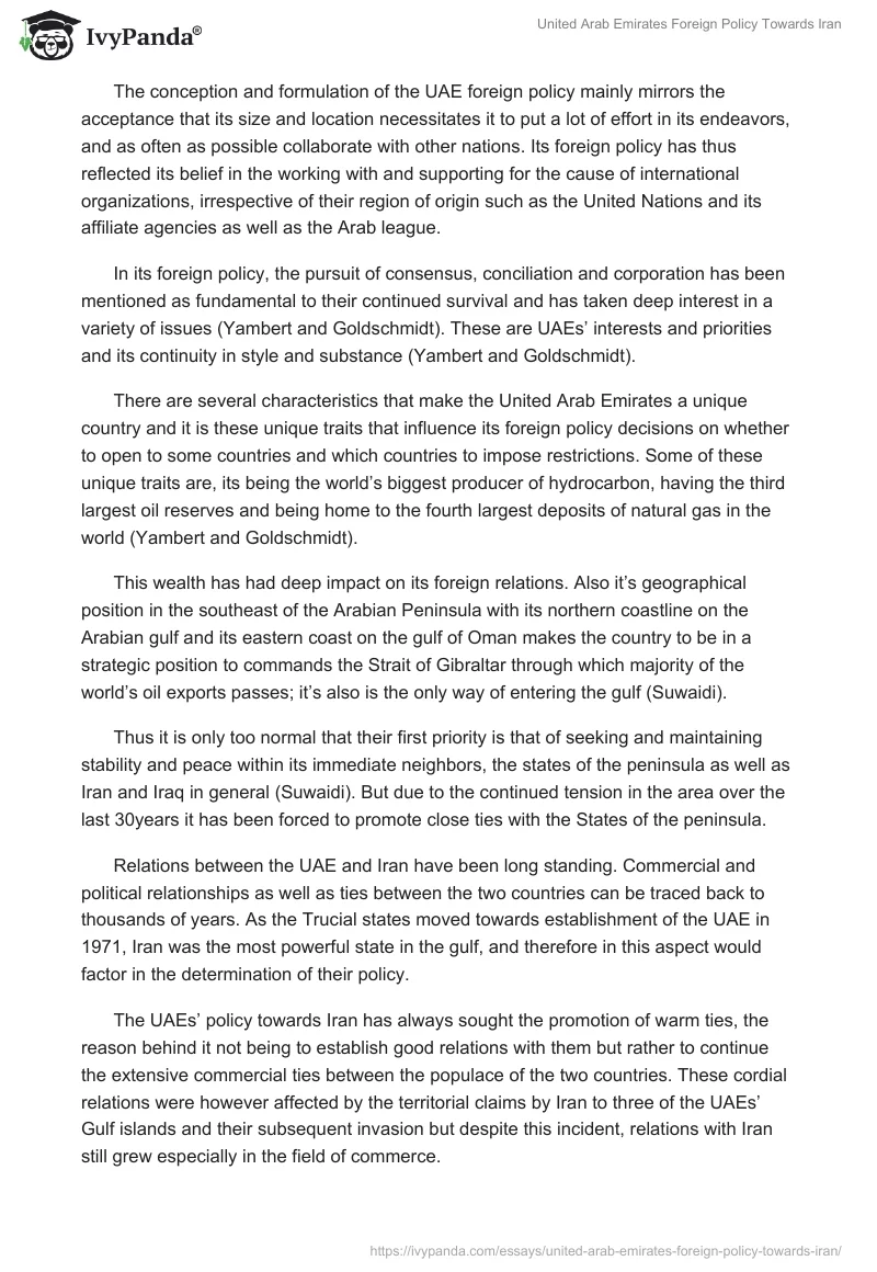 United Arab Emirates Foreign Policy Towards Iran. Page 2