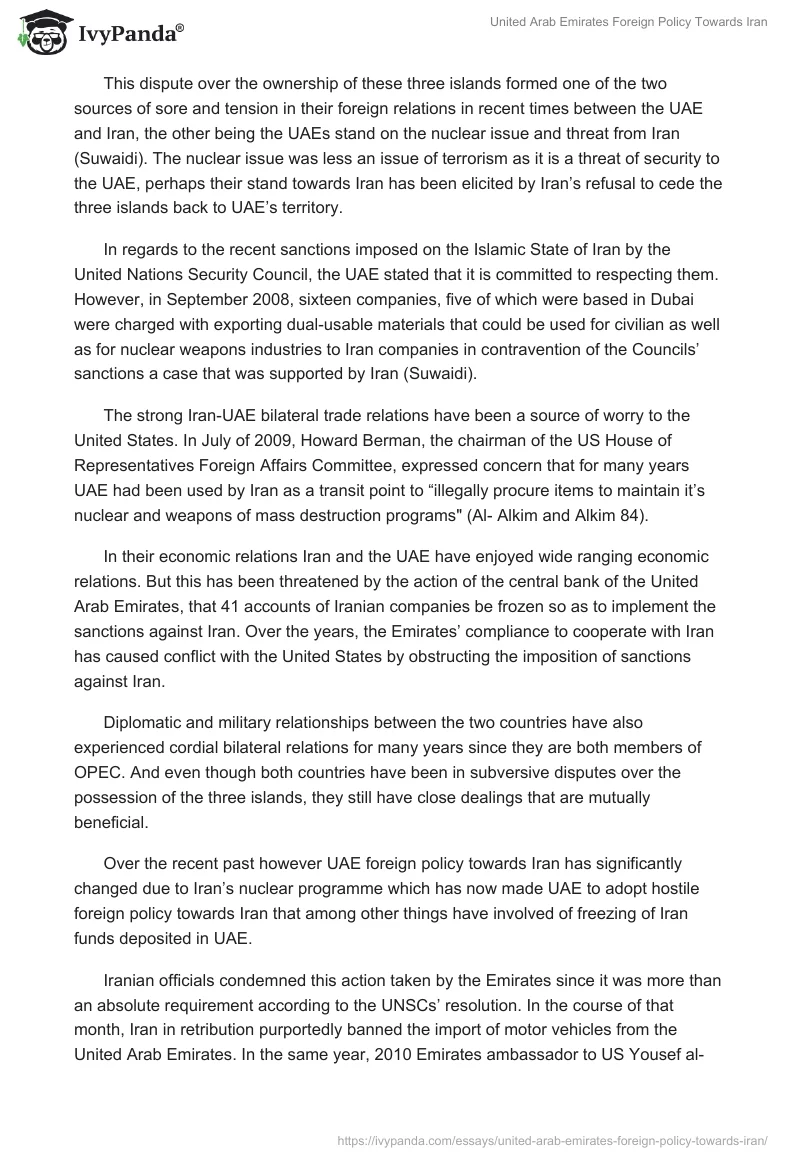 United Arab Emirates Foreign Policy Towards Iran. Page 3