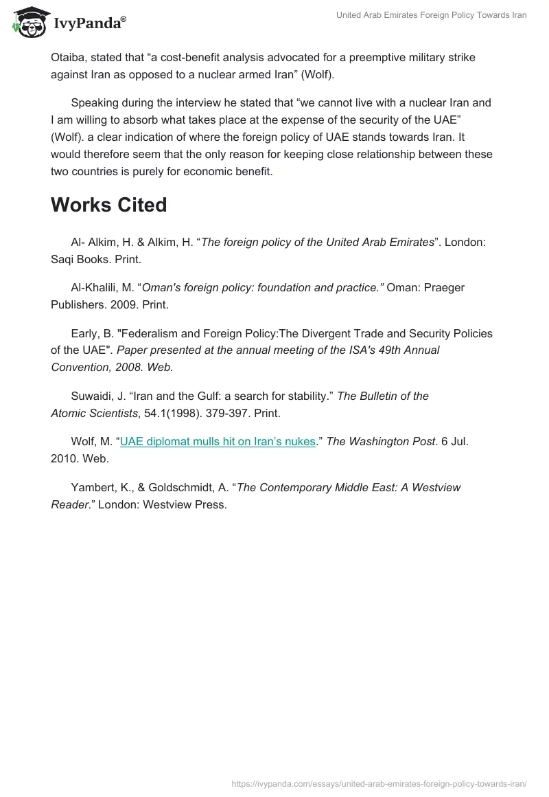 United Arab Emirates Foreign Policy Towards Iran. Page 4