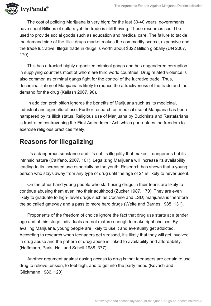 The Arguments For and Against Marijuana Decriminalization. Page 2