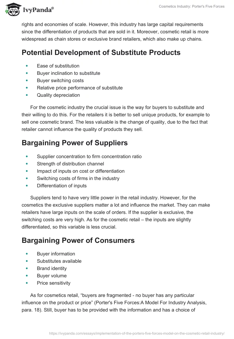 Cosmetic Industry Five Forces Analysis. Page 2