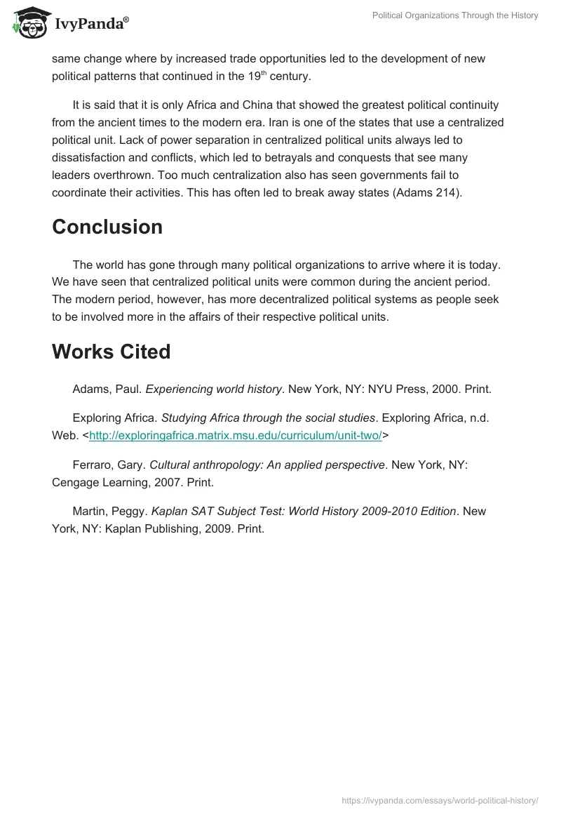 Political Organizations Through the History. Page 3