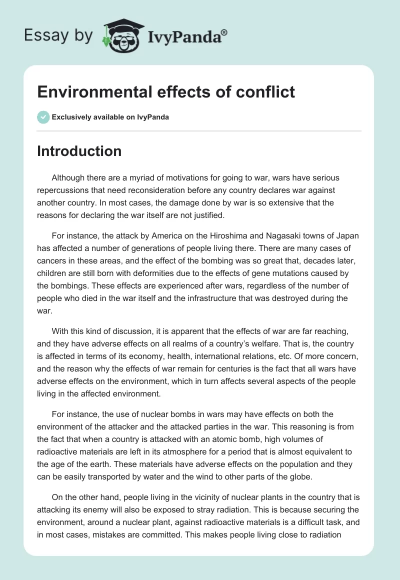 Environmental Effects of Conflict. Page 1