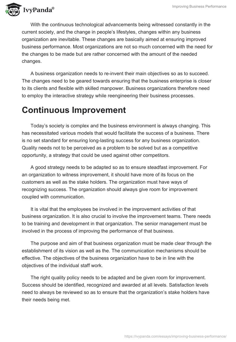 Improving Business Performance. Page 3