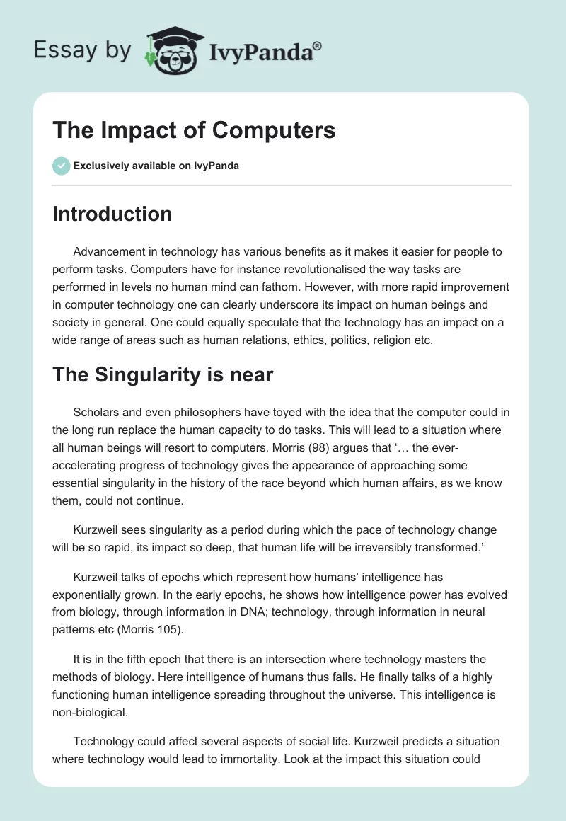 The Impact of Computers. Page 1