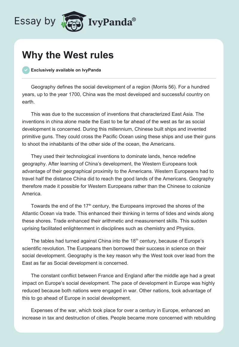 Why the West Rules. Page 1