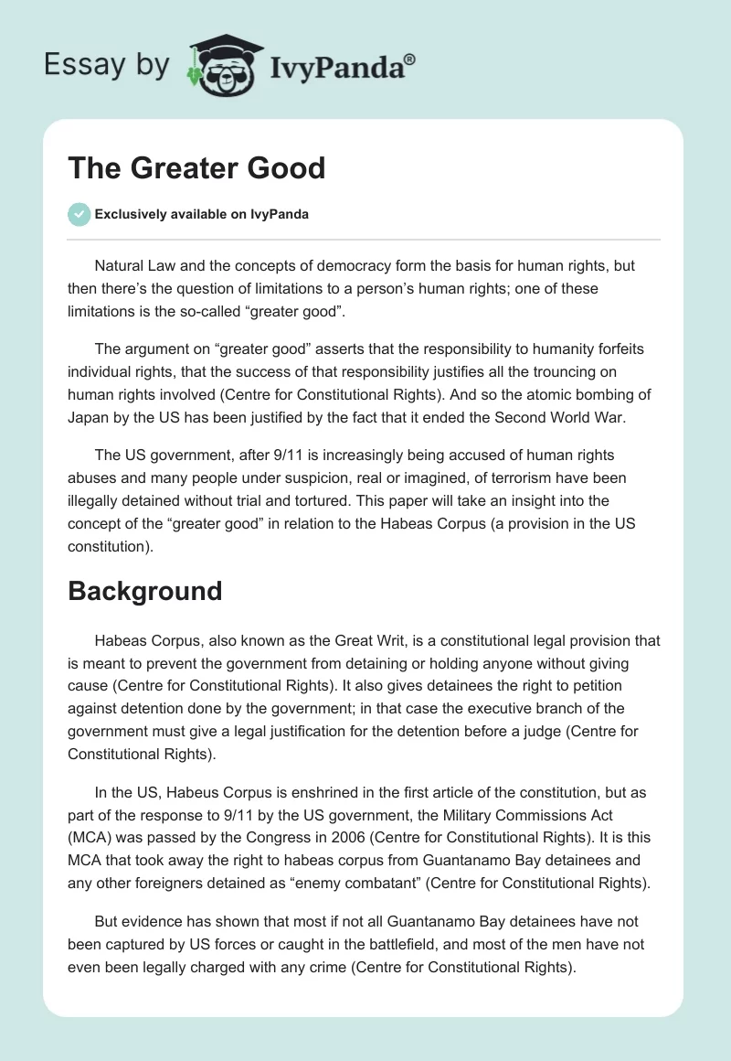 The Greater Good. Page 1