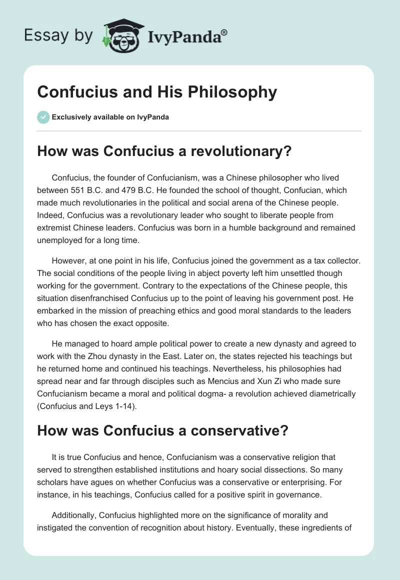 Confucius and His Philosophy. Page 1