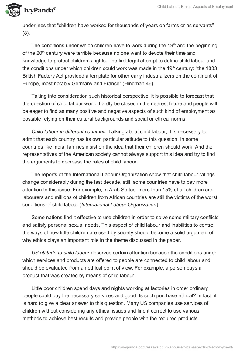 Child Labour: Ethical Aspects of Employment. Page 2
