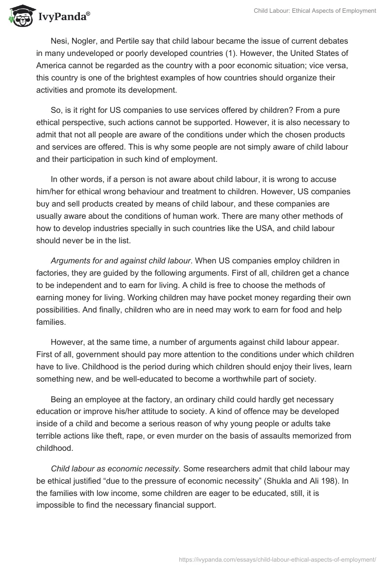 Child Labour: Ethical Aspects of Employment. Page 3