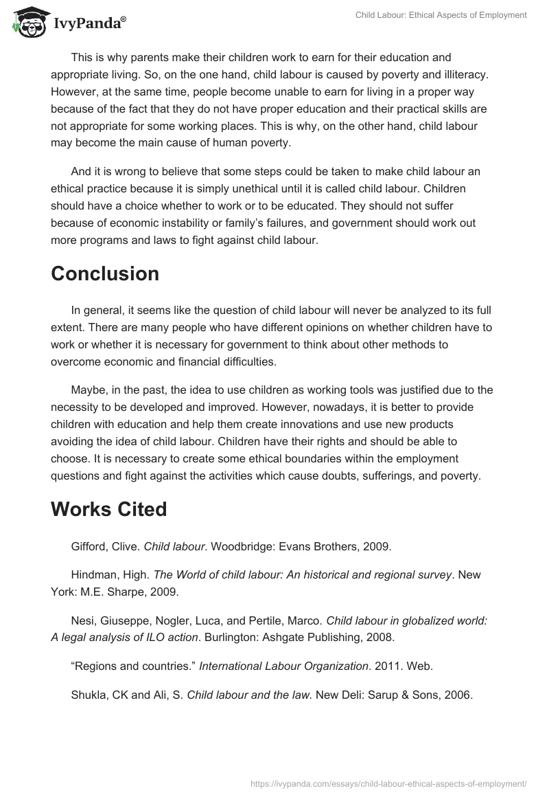 Child Labour: Ethical Aspects of Employment. Page 4