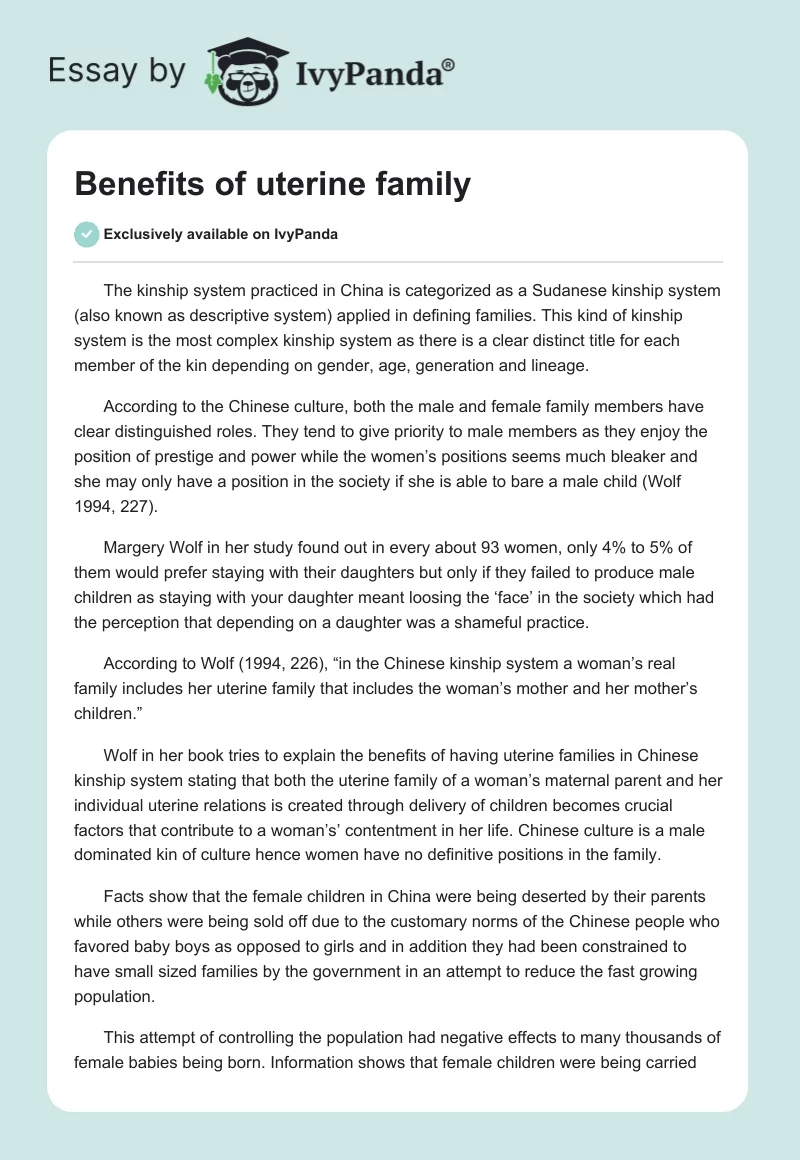 Benefits of uterine family. Page 1