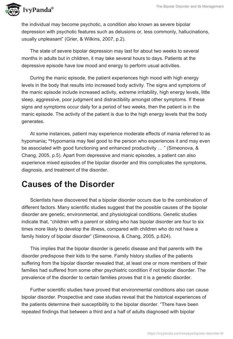 The Bipolar Disorder and Its Management. Page 2