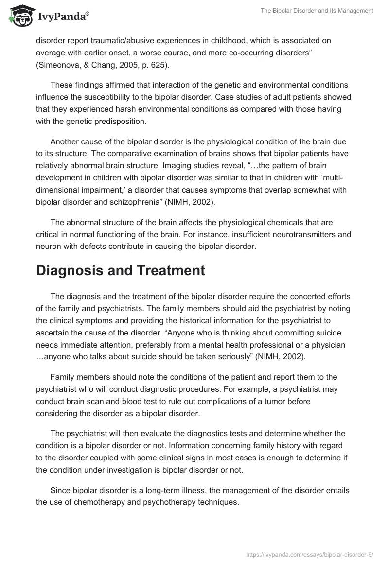 The Bipolar Disorder and Its Management. Page 3