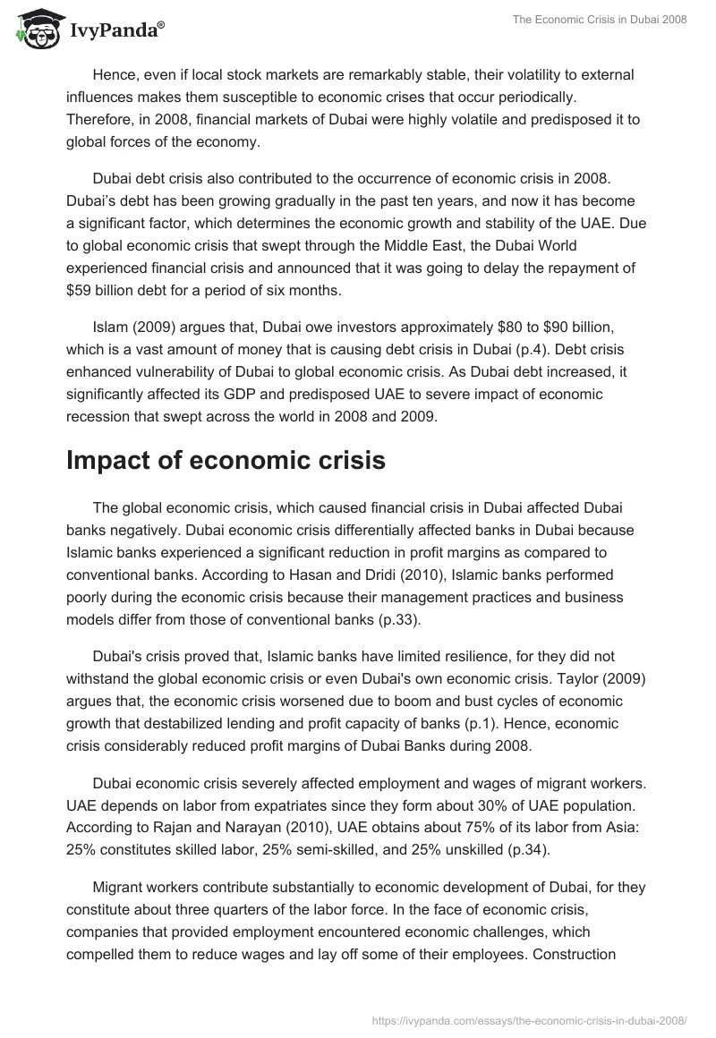 The Economic Crisis in Dubai 2008. Page 3