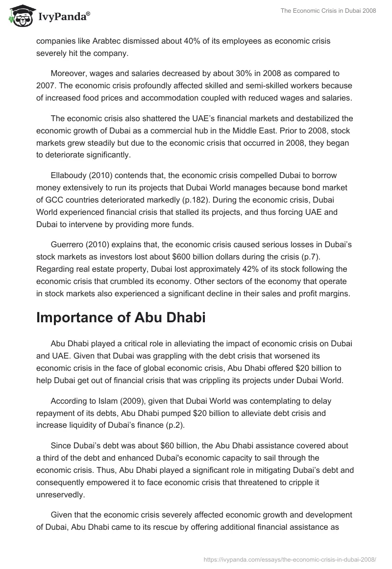 The Economic Crisis in Dubai 2008. Page 4